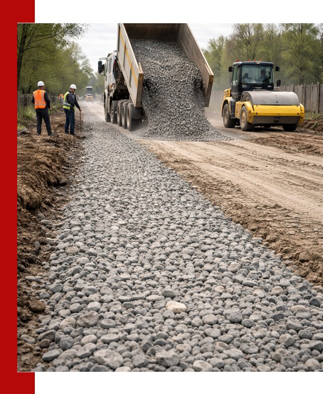 Доставка щебня для отсыпки дорог в Комсомольске-на-Амуре высокого качества