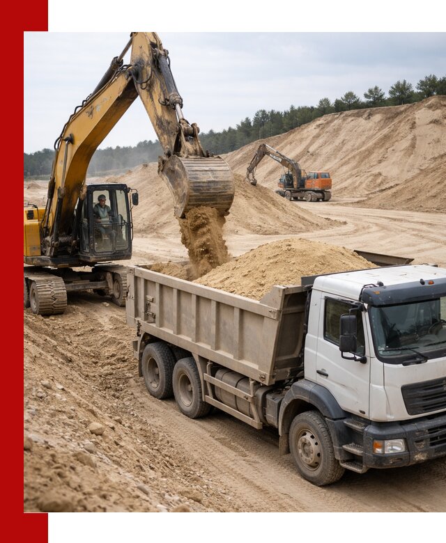 Доставка карьерного песка с самосвалами и разгрузкой в Комсомольске-на-Амуре