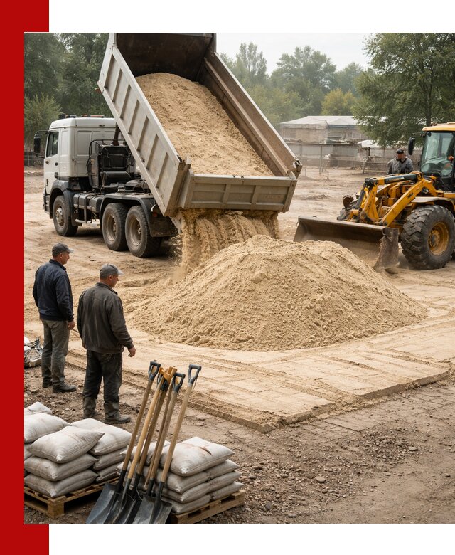 Доставка мытого песка в Комсомольске-на-Амуре с самосвалами по выгодной цене