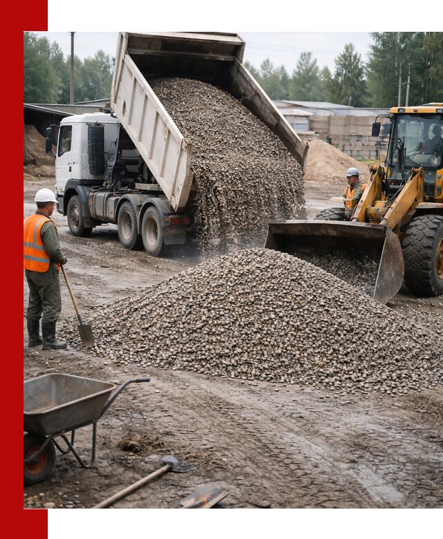 Мытый гравий с доставкой в Комсомольске-на-Амуре от карьера до участка