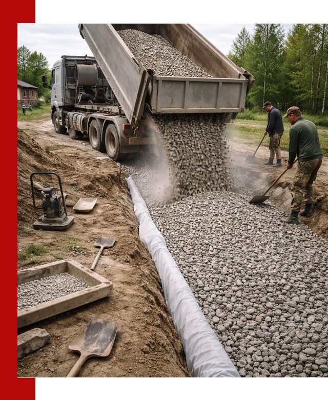 Гравий для дренажа с доставкой в Комсомольске-на-Амуре качественный и недорогой