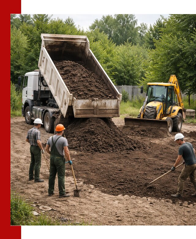 Доставка и укладка грунта для выравнивания участка в Комсомольске-на-Амуре
