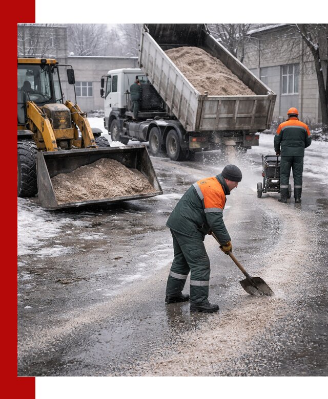 Реагент против гололеда с доставкой и нанесением в Комсомольске-на-Амуре