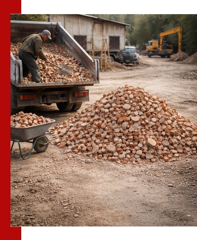 Доставка и подушка из боя кирпича с разгрузкой в Комсомольске-на-Амуре