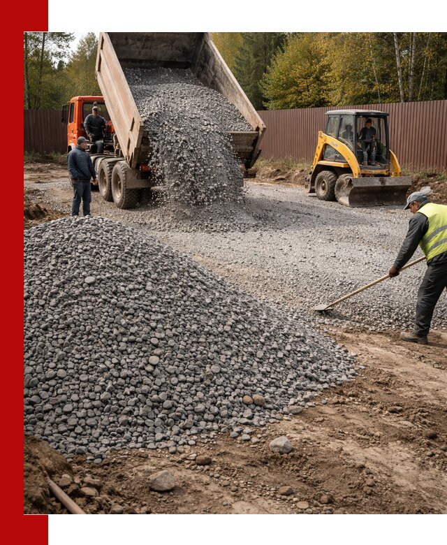 Отсыпка участка щебнем с доставкой и уплотнением в Комсомольске-на-Амуре